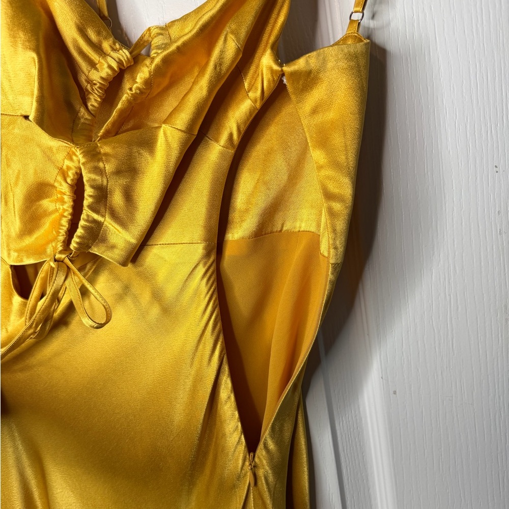 Shona Joy Alma Lace Up Midi Dress Gold Bias Cut Slip Size Small - Picture 7 of 15